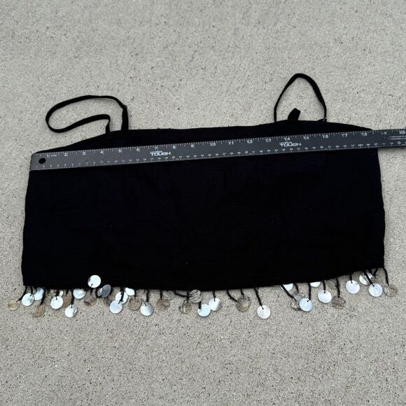 JASON WU Mother Of Pearl Beaded Sea Shell Linen Rayon Crop Top black NWT Size 8 - Picture 2 of 10